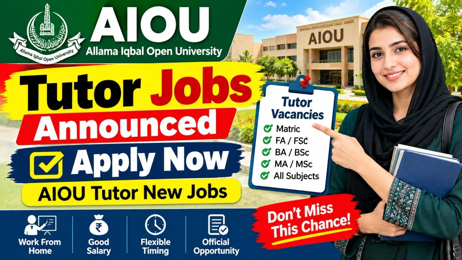 AIOU Tutor Jobs Announced Apply Now